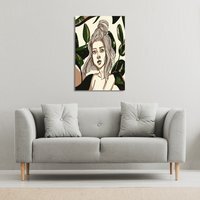 Young woman in tropical leaves Canvas Print - Green / 31cm / 46cm - image 1