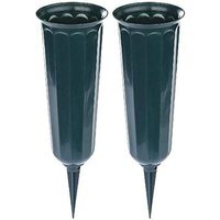 Set of 2 Weather-Resistant Cemetery Vases - Green