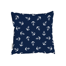 Anchors On Navy Background Outdoor Cushion - Blue / 60cm - thumbnail 2