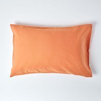 Homescapes Linen Kingsize Pillowcase, Housewife Style - Burnt Orange - image 1
