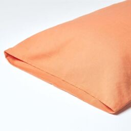 Homescapes Linen Kingsize Pillowcase, Housewife Style - Burnt Orange - thumbnail 3