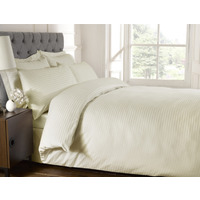 250 Thread Count Stripe Cotton Quilt Cover - Cream / Superking