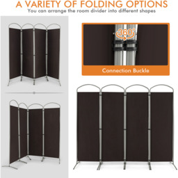 Costway 188cm Folding Privacy Screen 4-Panel Room Divider-Black - Black - thumbnail 3