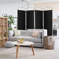 Costway 188cm Folding Privacy Screen 4-Panel Room Divider-Black - Black - thumbnail 1