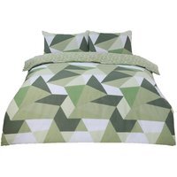 Dreamscene Shapes Geo Duvet Cover Bedding Set - Sage Green / Superking - thumbnail 1