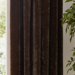 Heavy Chenille Velvet Pencil Pleat Curtains - Brown / 168cm / 229cm - thumbnail 2