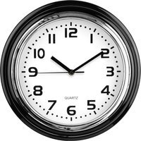 Siffer 30cm Dia Chrome Finish Wall Clock - Black
