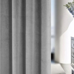 Oxford Grey Blackout Velvet Supersoft Tape Top Single Door Curtain - Grey - thumbnail 2
