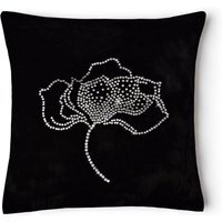 Beautiful Velvet Rose Gem Stud Cushion - Black