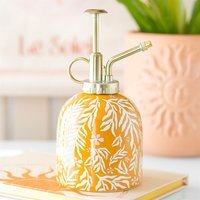 Sunny Leaf Print Ceramic Plant Mister For Indoor Gardens - Orange