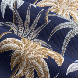 Set of 2 Galapagos Jacquard Eyelet Curtains - Navy / 117cm / 183cm - thumbnail 3