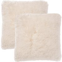 Pack of Fluffy Fleece Cushion Covers - Cream / 45cm / 2