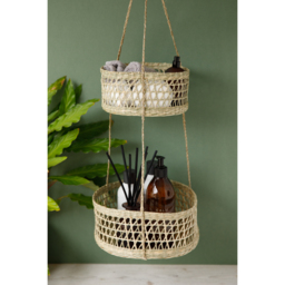 Natural Elements 2-Tier Natural Seagrass Hanging Planter - Brown - thumbnail 2