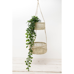 Natural Elements 2-Tier Natural Seagrass Hanging Planter - Brown - thumbnail 5