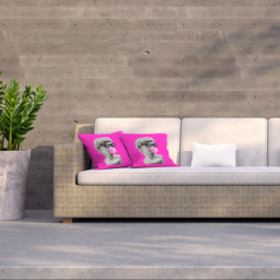 Plaster Statue,  David'S Head In Pixel Glasses Outdoor Cushion - Pink / 60cm - thumbnail 2