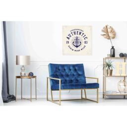 'Authentic Nautical' Graphic Art on Canvas - Blue / 46cm - thumbnail 2