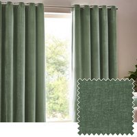Heavy Chenille Velvet Eyelet Curtains - Eucalyptus / 168cm / 229cm