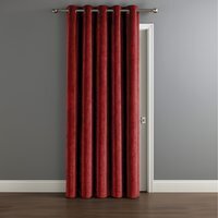 Luxurious Matte Velvet Fully Lined Door Panel Curtain - Red