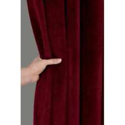 Luxurious Matte Velvet Fully Lined Door Panel Curtain - Red - thumbnail 2