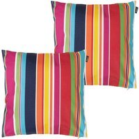 Technicolour Striped Print Outdoor Cushion (Set of 2) - Orange - image 1
