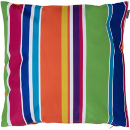 Technicolour Striped Print Outdoor Cushion (Set of 2) - Orange - thumbnail 4