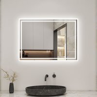 Illuminated Bathroom Mirror with Double Border Lights - White / 70cm - thumbnail 1