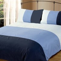 Microfibre Soft Touch Panel Duvet Cover and Pillowcase Set - Blue - image 1