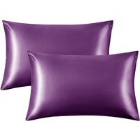 Silk Satin Pillowcase Pair - Purple - image 1