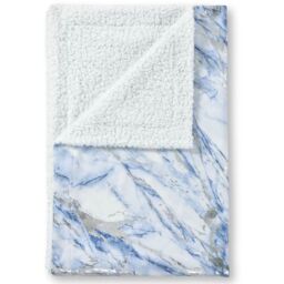 Luxury Foil printed Sherpa Backed Marble Throw Blanket - Blue / 100x150 - thumbnail 3