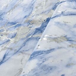 Luxury Foil printed Sherpa Backed Marble Throw Blanket - Blue / 100x150 - thumbnail 2