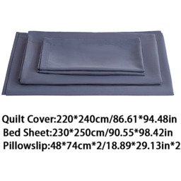 Queen Size Duvet Cover and Flat Sheet Set with 2 Pillowcases - Silver-Grey - thumbnail 3