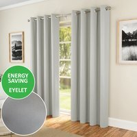 Pair of Supersoft Plain Thermal Eyelet Curtains - Grey / 229cm - image 1