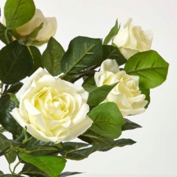 Homescapes White Potted Rose Tree Artificial Plant with green leaves, 90 cm - White - thumbnail 4