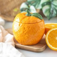 Ceramic Fruit Shape Jar and Candle - Orange - image 1