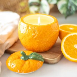 Ceramic Fruit Shape Jar and Candle - Orange - thumbnail 2