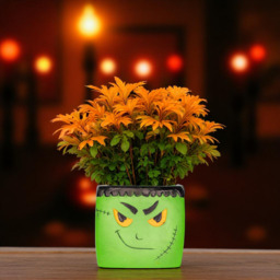 Ceramic Halloween Frankenstein Square Planter  - Green - thumbnail 3