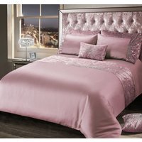 Luxury Crushed Velvet Diamante Starburst Duvet Cover and Pillowcase Set - Pink / Single - image 1