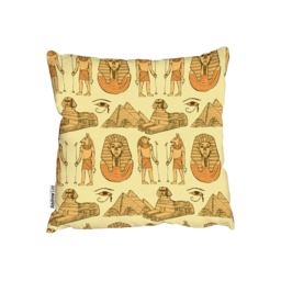 Egyptian Sketch Symbols Outdoor Cushion - Yellow / 60cm - thumbnail 2