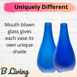 Mouth Blown Coloured Glass Vase Set - Blue - thumbnail 2