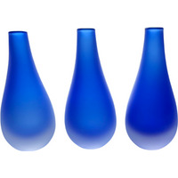 Mouth Blown Coloured Glass Vase Set - Blue - thumbnail 1