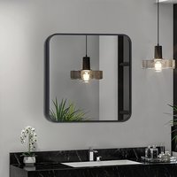 Square Bathroom Mirror with Rounded Corner - Black / 50cm