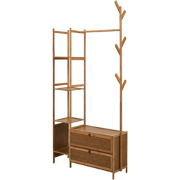 Multi-functional Wooden Coat Rack - Brown - thumbnail 3