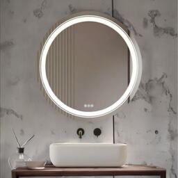 LED Illuminated Dimmable Round Wall Mirror with Anti-Fog And Demister - Clear - thumbnail 5