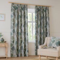 Ophelia Jacquard Floral Pencil Pleat Curtains - Thyme-Mineral / 229cm / 183cm - image 1