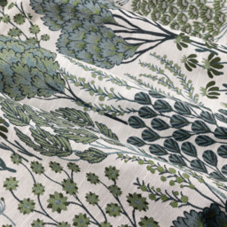 Ophelia Jacquard Floral Pencil Pleat Curtains - Thyme-Mineral / 229cm / 183cm - thumbnail 2