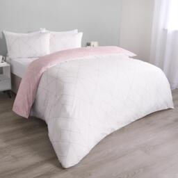 Geo Reversible Print Duvet Set - Blush Pink / Single - thumbnail 5