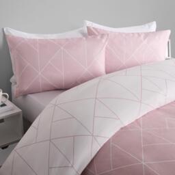 Geo Reversible Print Duvet Set - Blush Pink / Single - thumbnail 4