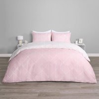 Geo Reversible Print Duvet Set - Blush Pink / Single - thumbnail 1