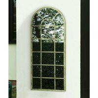 MirrorOutlet Large Green and Cream Rustic Multi Panel Garden Mirror  - Antique Green