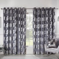 Plume Metallic Feather Curtains - Charcoal / 168cm / 229cm - image 1